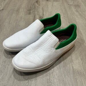 Mark Nason Zuma White Green Leather Slip On Sneakers Men's Size 5.5